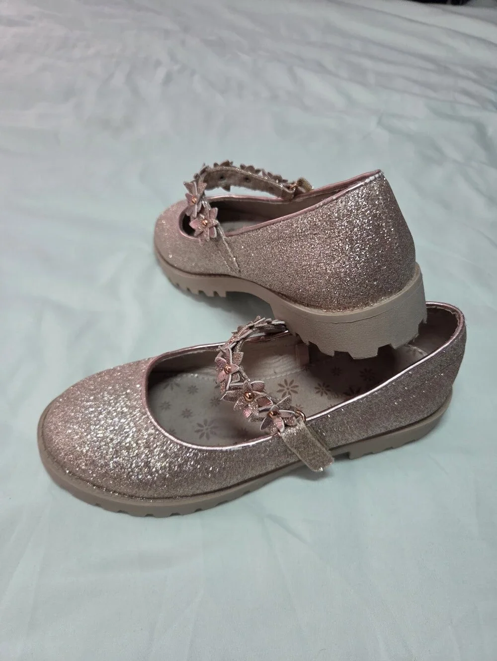 Self Steem Girls Sparkle Style Mary Jane Shoes in Rose Gold Size 4